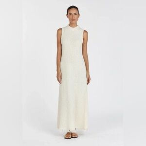 DISSH Dakota  High Neck Maxi Dress | Sleeveless Knit Fringe Hem | Size Small